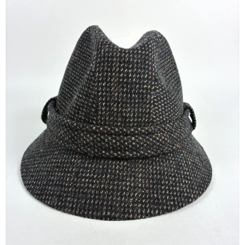 Vintage Tweed Fedora Hat Men Medium Country Gentleman Dk Brown Wool USA